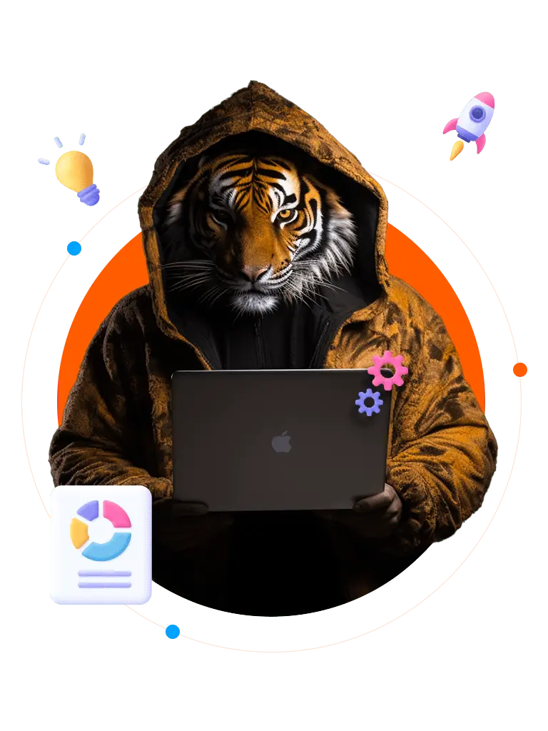 Tiger with laptop on bg2 min